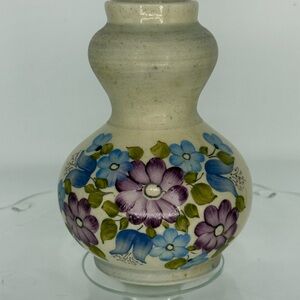 Vintage Floral Ceramic Vase with Purple and Blue Flowers